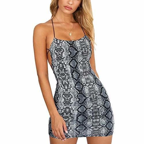 Vestido Corto Mujer Verano Sexy Vestido Ceñido Piel de Serpiente Vestido Mini