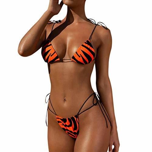 riou Bikinis Mujer 2019 Push up Bikini de Tres Puntos con Estampado