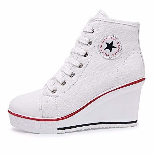 Mujer Cuñas Zapatos 35-43 EU De Lona High-Top Zapatos Casuales Talla Grande