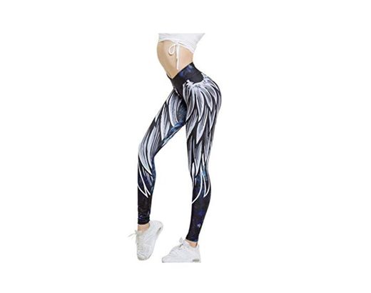 WUXEGHK Pantalones Deportivos Para Mujer Wing Impreso Yoga Skinny Workout Leggings Fitness