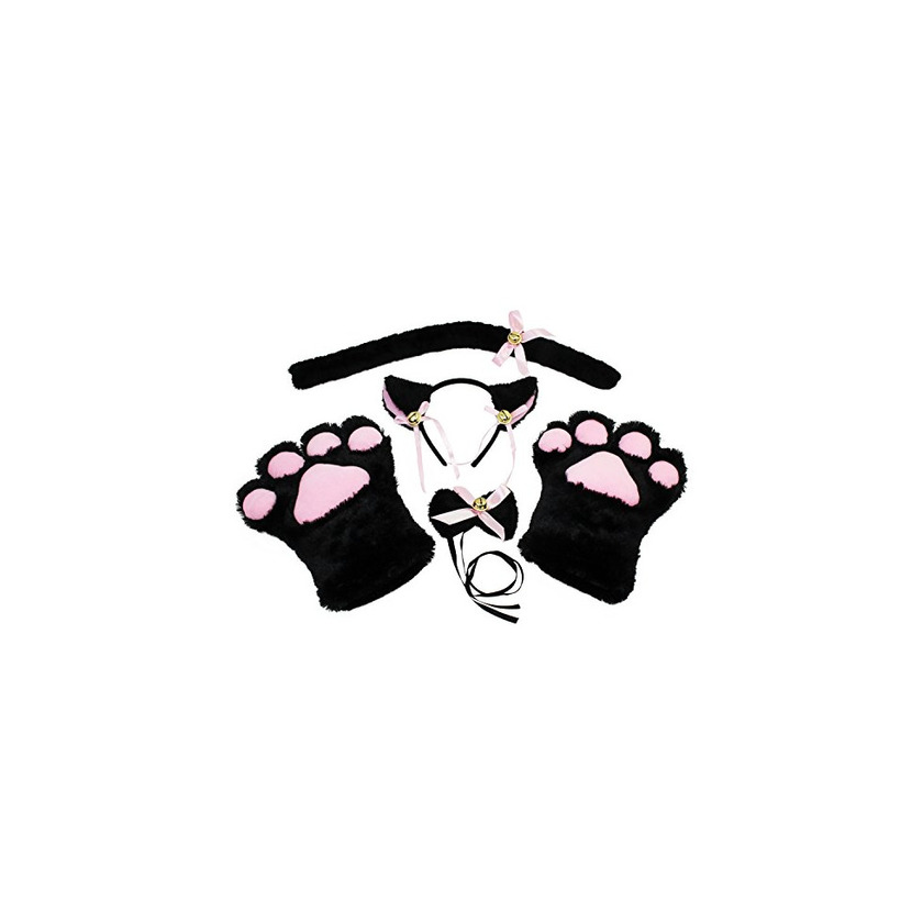 Social KEESIN Conjunto de Cosplay de Gato Guantes de Garra de Felpa Orejas