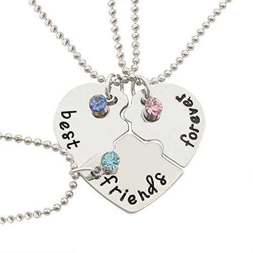 Place aloiness Tres Piezas Best Friends Forever Corazón Colgante Collar Conjunto Letras Grabado