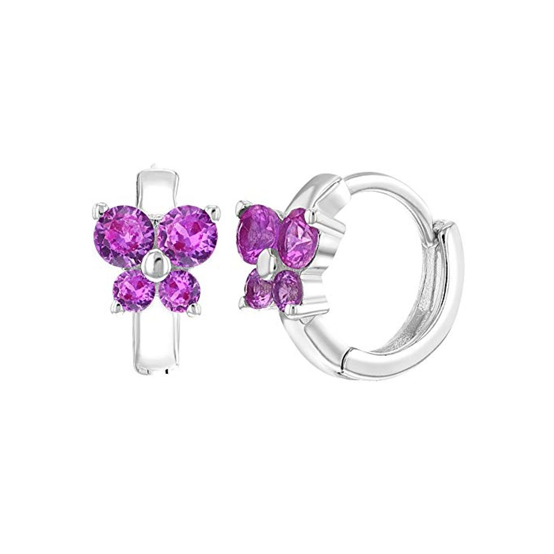 Producto Plata de ley 925 Tiny mariposa rosa CZ Aro Kids Niñas Pendientes 10 mm