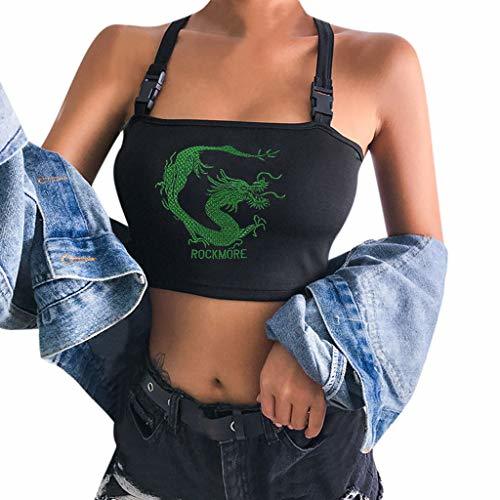 Social Darringls Tank Top para Mujer,Camiseta Sexy Crop Imprimir Top Mujer Chaleco Halter