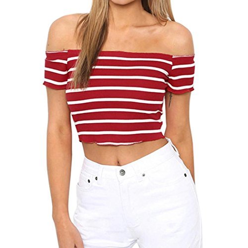 Place Camisas de Mujer, Dragon868 Camisa de Blusa a Rayas de Manga Corta