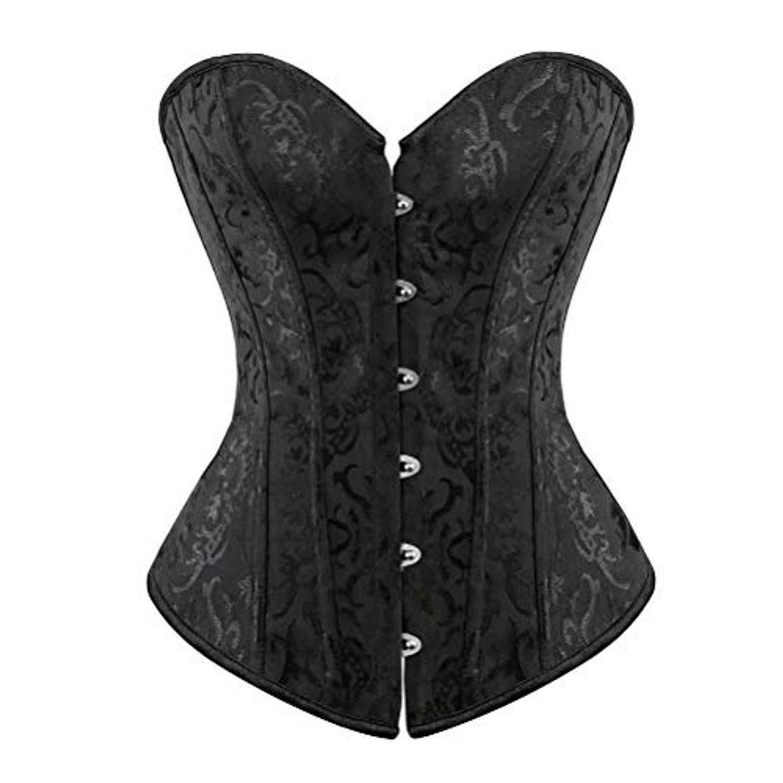 Fashion Josamogre Corset Disfraz Sexy Encaje Corsés de Delante Cremallera Slim Club Top Medieval Negro S