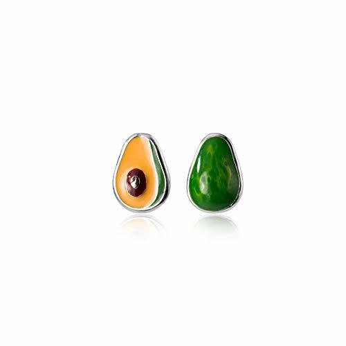 TJZY Plata de Ley S925 Aguacate Arete Hembra Dulce Aretes Personalidad Asimétrico