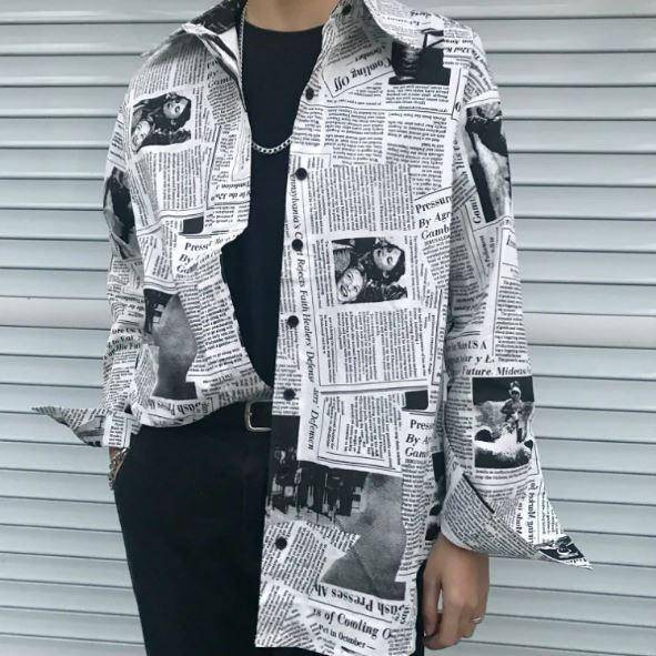 Fashion Shirt print english newspaper