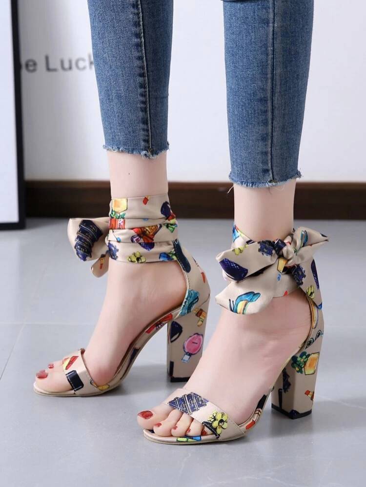 Moda Tacones gruesos con lazo