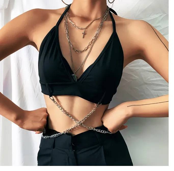 Social Crop top con cadenas