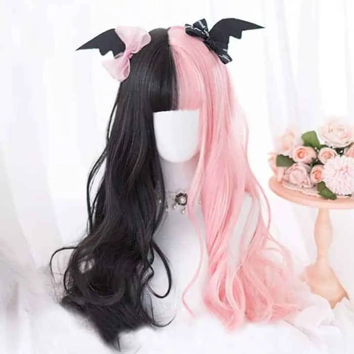 Social Pink and black aesthetic wig