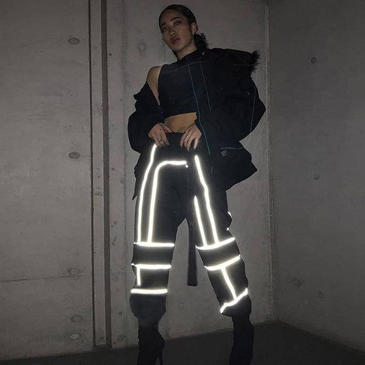 REFLECTIVE LINES STREET STYLE SPORTY LOOSE PANTS

