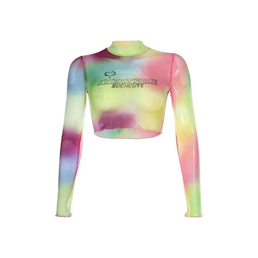 Social Sheer cropped top with letter print🌈✨
