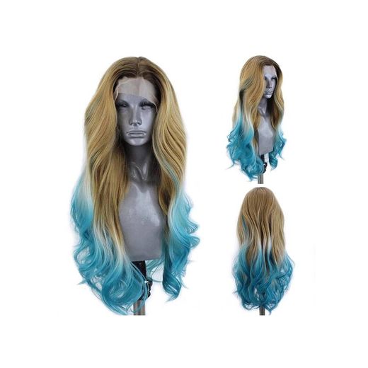Blonde wig with blue gradient