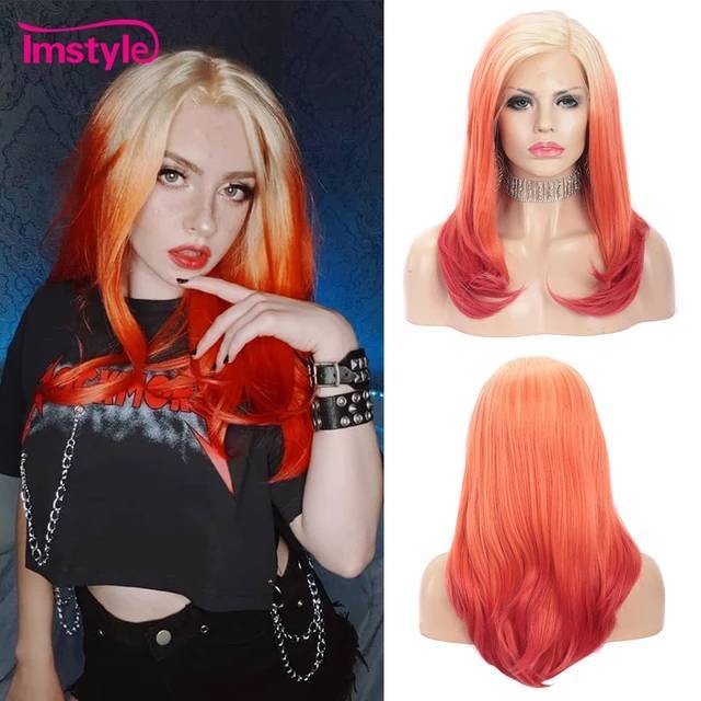 Social Blonde gradient orange wig