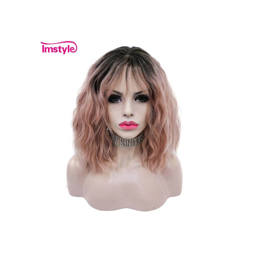 Social Golden rose short wig with black roots✨