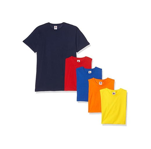 Fruit of the Loom Valueweight Short Sleeve Camiseta, Azul Marino/Rojo/Naranja/Real/Amarillo, XL