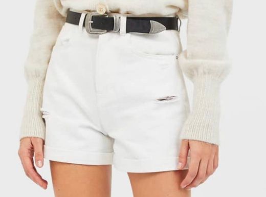 Short mom fit blancos