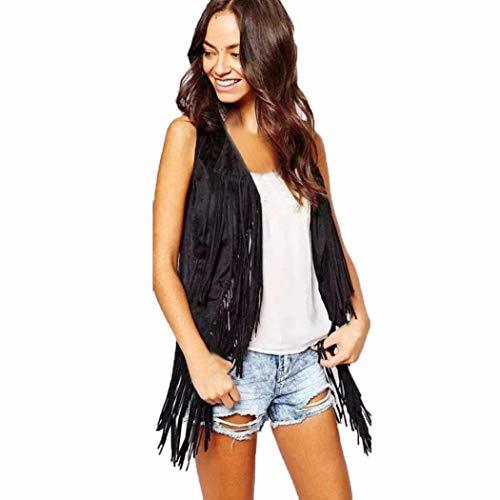 Social Overdose Mujeres OtoñO Invierno Faux Suede éTnico Sin Mangas Borlas con Flecos