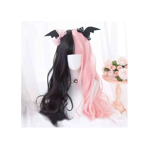 Pink and black aesthetic wig