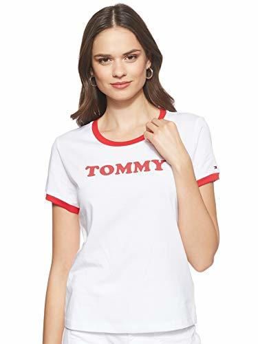 Tommy Hilfiger SS tee Slogan Top de Pijama, Blanco