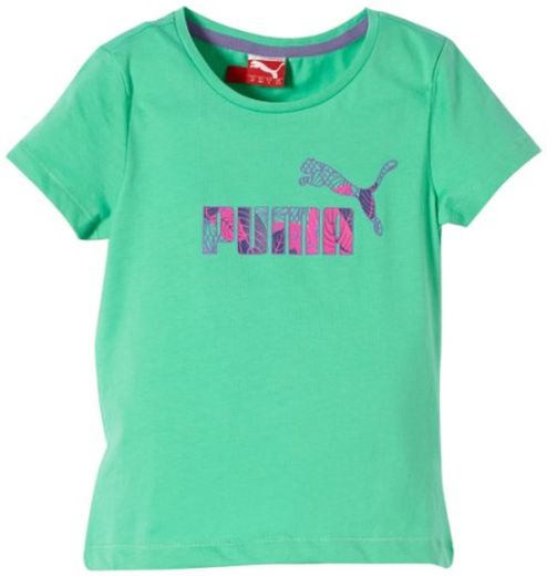 PUMA Girl FD TD Logo tee - Camiseta, Color Verde, Talla 6