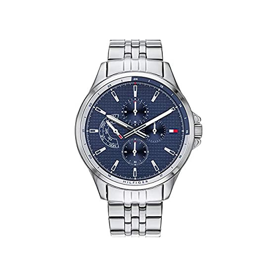 Social Tommy Hilfiger Reloj Multiesfera para Hombre de Cuarzo con Correa en Acero