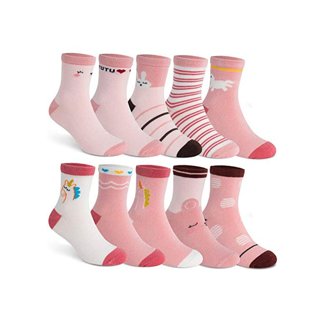 Social HBselect Calcetines Bebe Niños Niñas Algodón 10 Pares, Calcetines Rayas Infantil