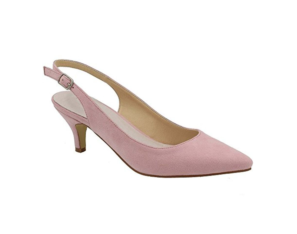 Social Greatonu Zapatos de Tacón Rosados de Modas Cómodos con los Tacones de Baja para Mujer Tamaño 41 EU