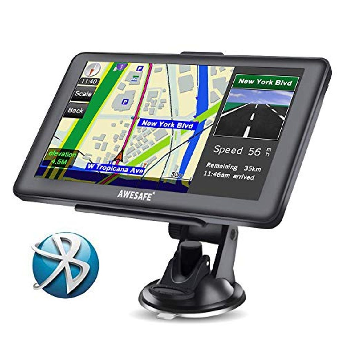 Social AWESAFE GPS para Coche de 7 Pulgadas Pantalla con Bluetooth