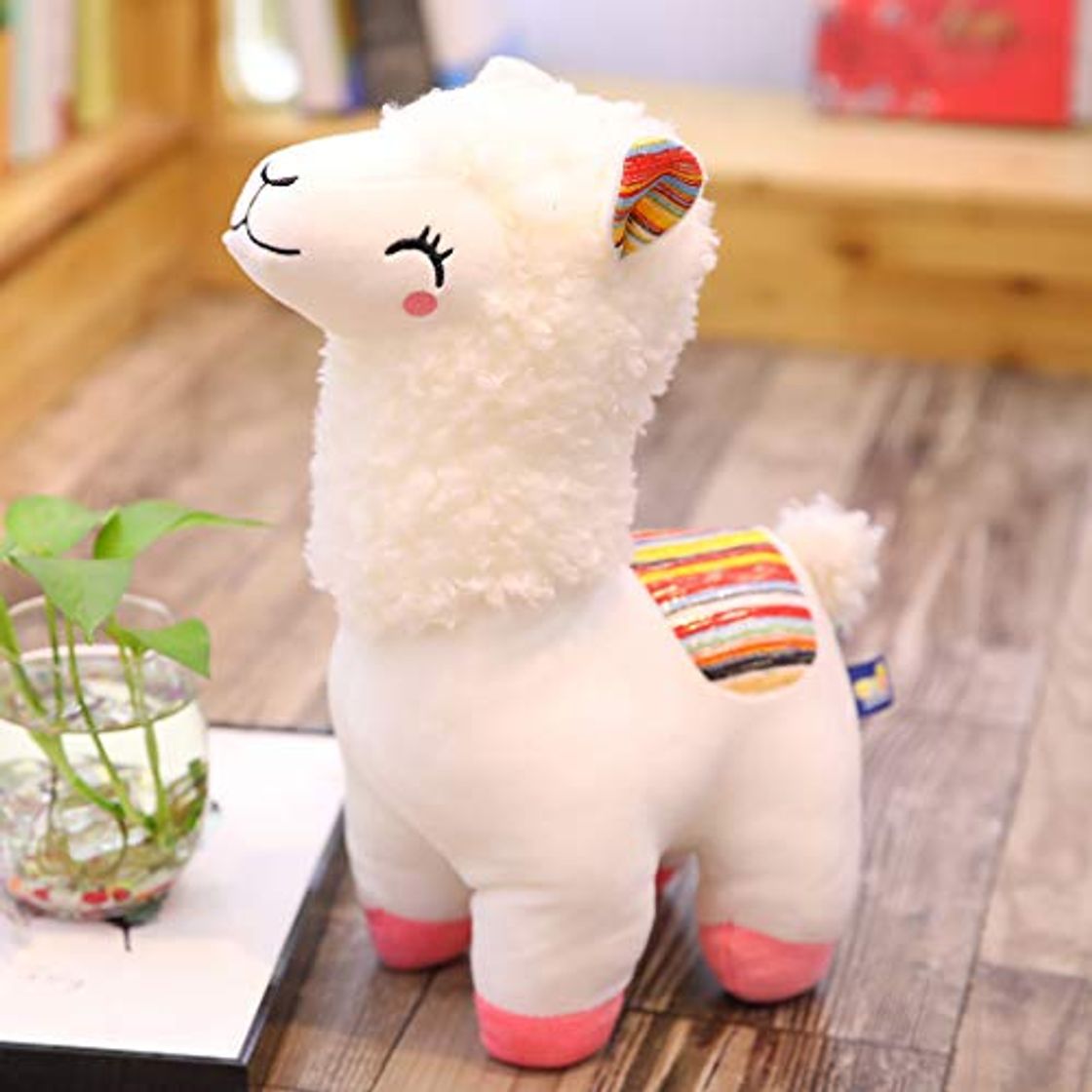 Producto 25 cm Alpaca Llama felpa sonrisa rayas animales juguete de peluche muñeca niños juguetes cumpleaños regalos blanco