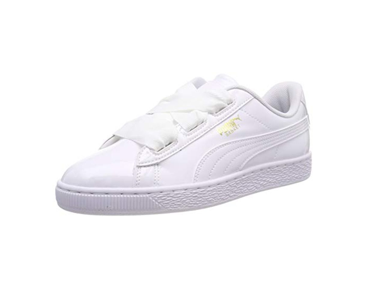 Moda Puma Basket Heart Patent Jr, Zapatillas Unisex Niños, Blanco