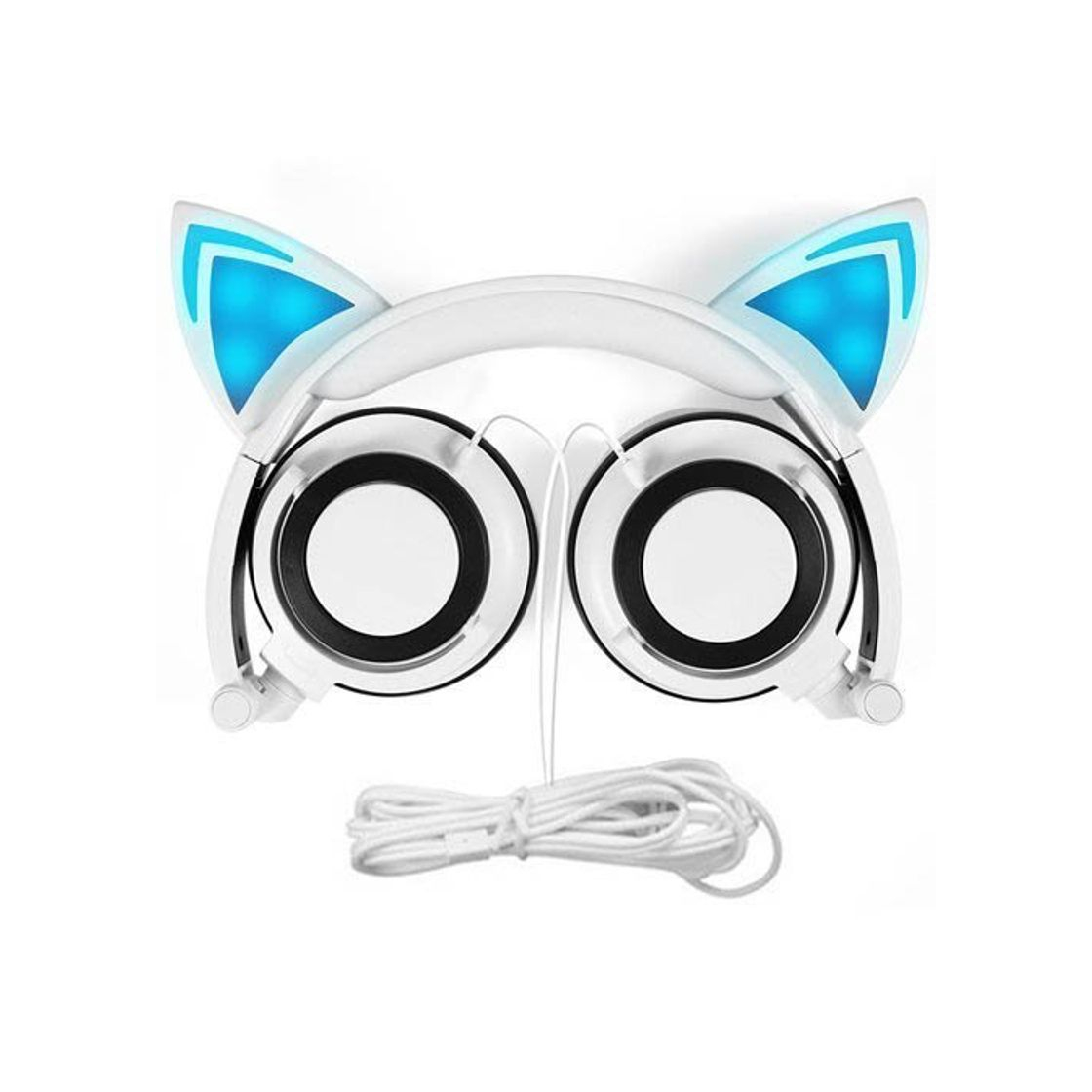 Product Auriculares con cable de diadema de orejas de gato plegables con luz