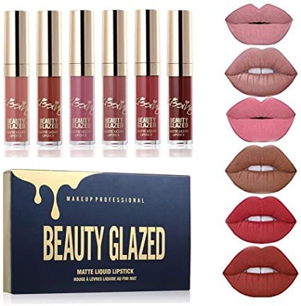 Beauty Beauty Sexy 6PCS/brillo de labios mate Sexy líquido Lipstick impermeable larga duración