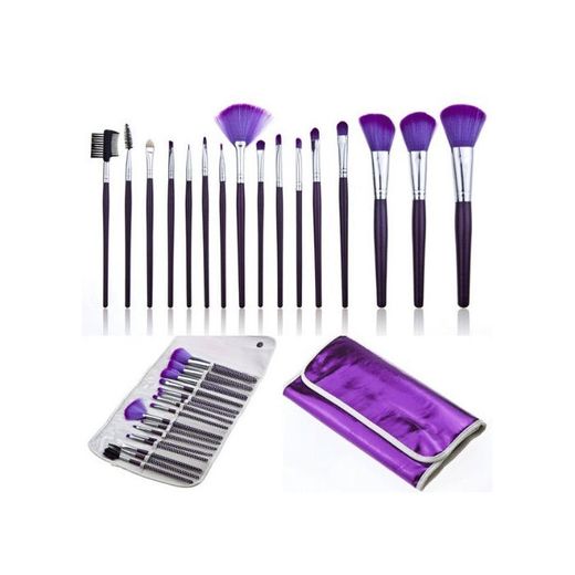 16 x Pinceles Brochas Maquillaje Cosmético Profesional DIY Violeta