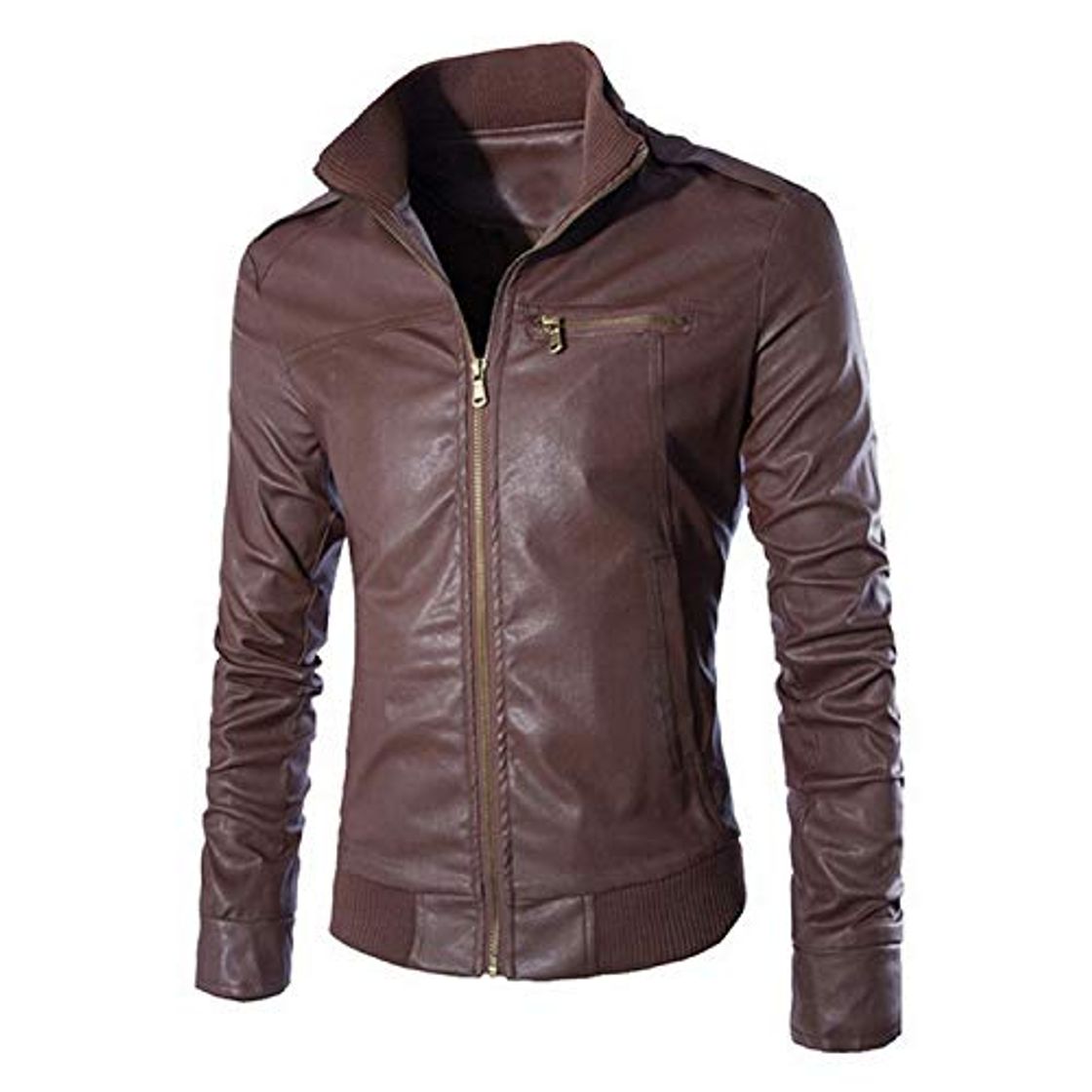 Producto WZCN Official Store Soporte de Cuello Chaqueta de Cuero de Invierno de