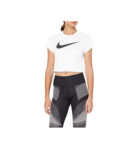 Nike Damen W Nsw Swsh Top Crop Ss T-shirt, Blanco
