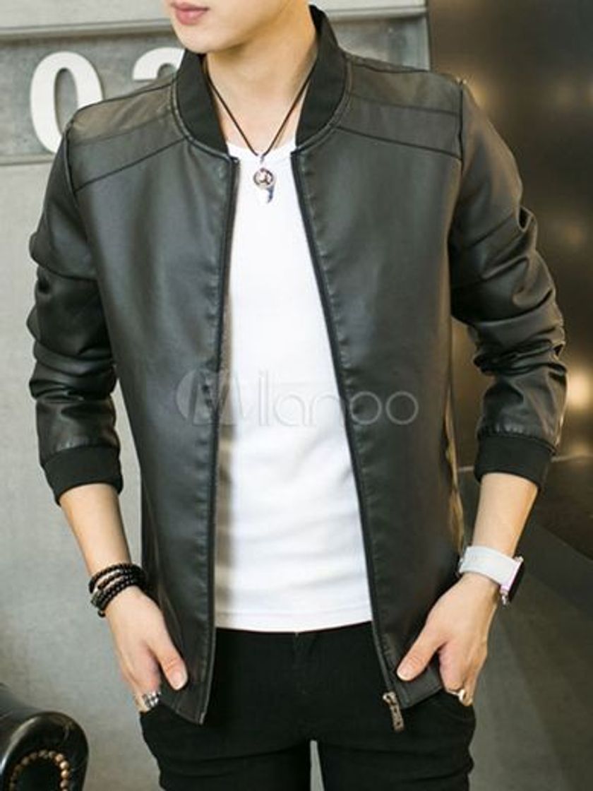 Social Chaqueta de Cuero Hombre 