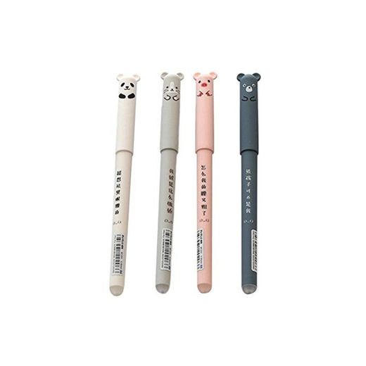 WUYANSE 4PCS Pluma de Gel borrable Cute Pigs Panda Design Magic Rub Gel Pen Cute Ballpoint Pen