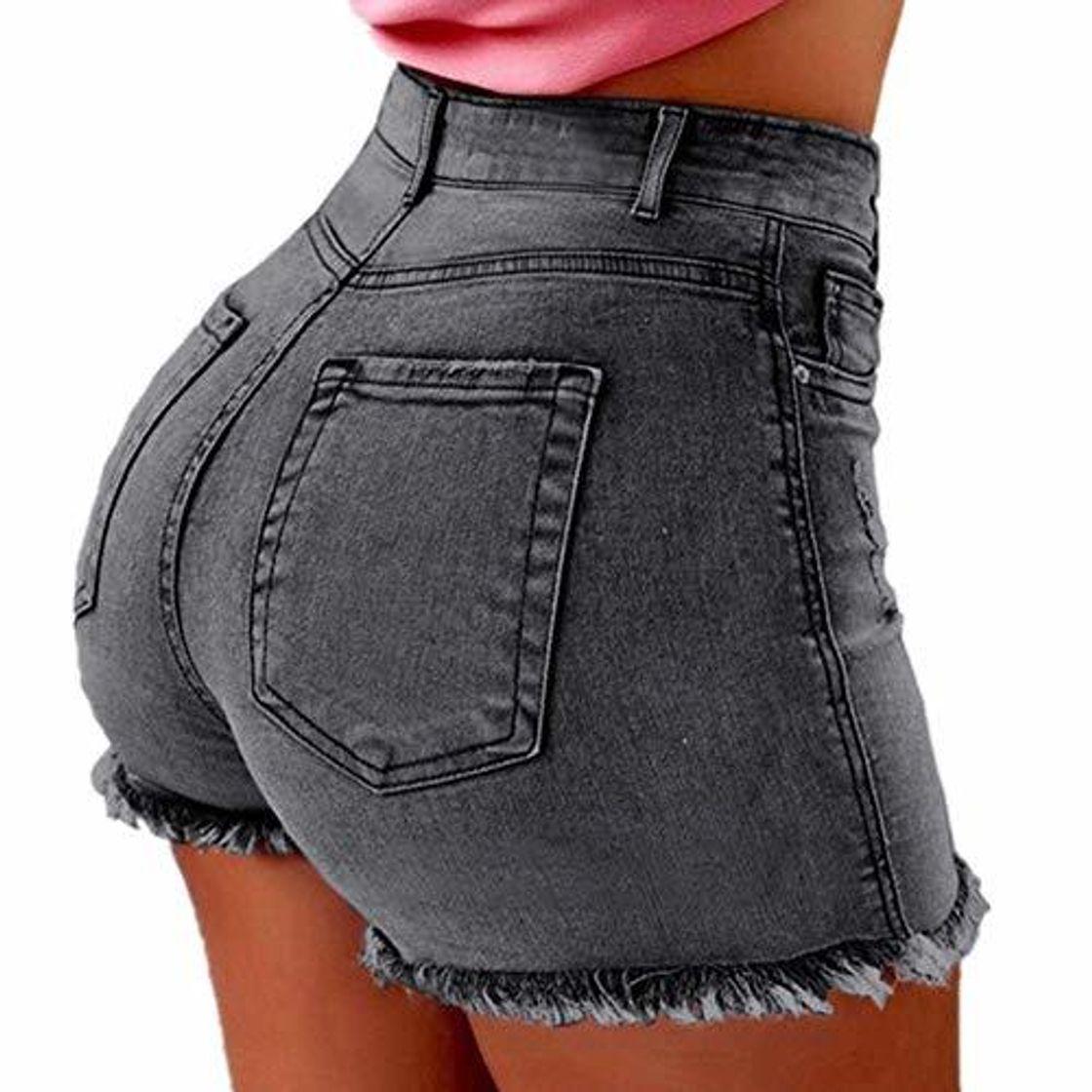 Producto Shorts Mujer Jean Denim Short Recto Mujer Cintura Alta Tassel Shorts de