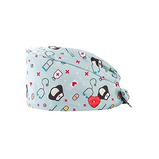 riou Gorro Quirúrgico Flor Corbata Algodón Gorro de Cirugía Ajustable Médico Enfermera Gorro Quirofano Reutilizable para Pelo Largo Corto Gorro de Trabajo