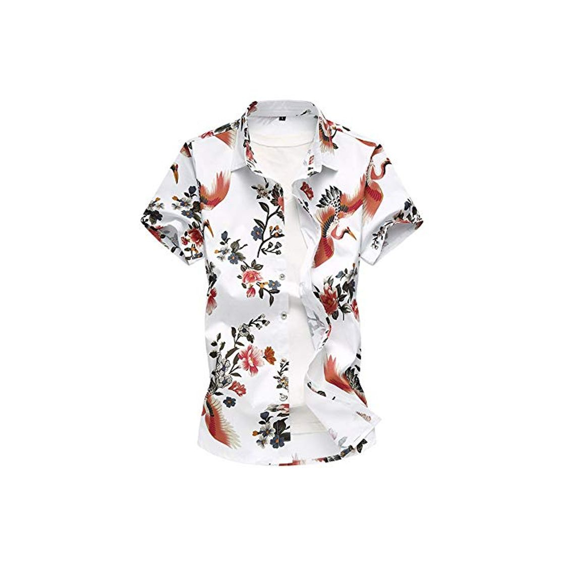 Product Camisas casuales con botones para hombres Camisa de verano con estampado floral de algodón de manga corta for hombre Camisa de vestir con botones ajustados Camisa de trabajo casual de verano Blusa sup