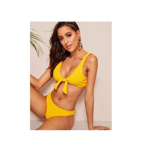 Bikini completo con nudo amarillo