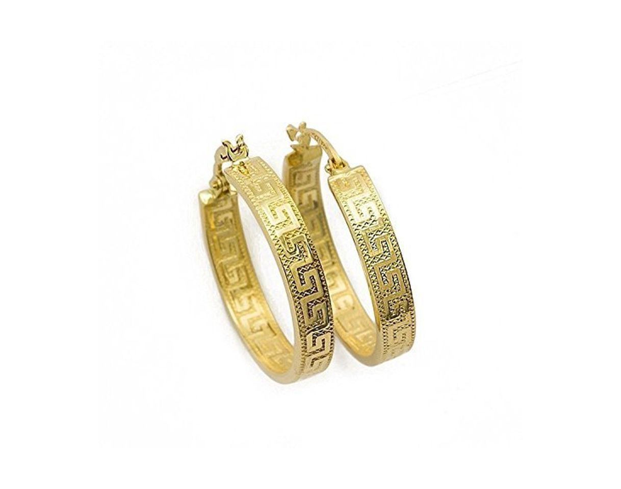 Products Grecia Llave Pendientes Pendientes de aro de oro amarillo de 14 quilates/585 oro