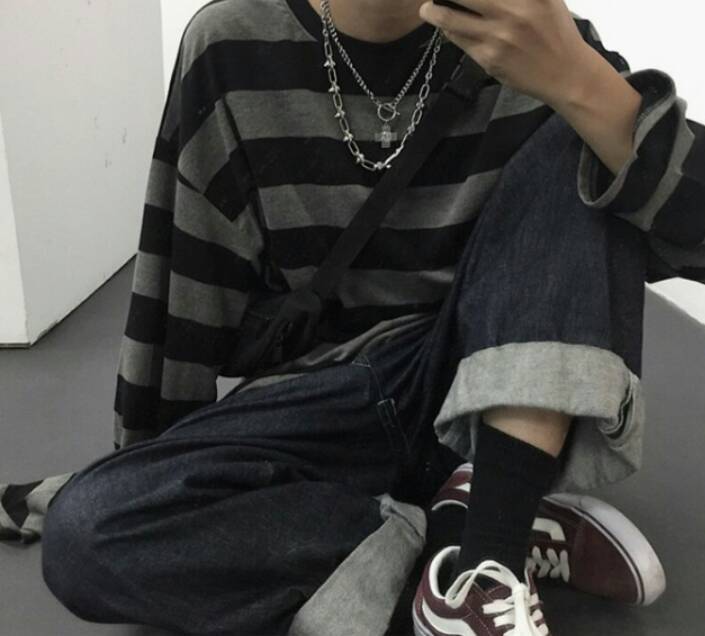 Fashion Hip Hop stripe dropshipping camisa Ulzzang 