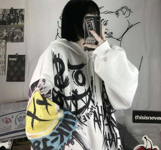 Sudadera Hip Hop diseño japonés manga larga Over Size 