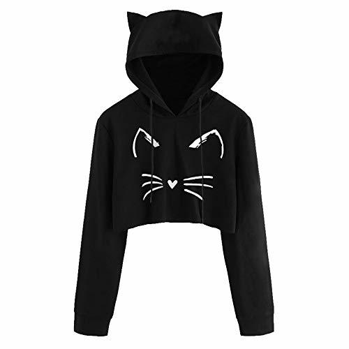 Producto Gato Oreja Rocío Ombligo Sudadera Cortas con Capucha para Mujer Adolescentes Chicas