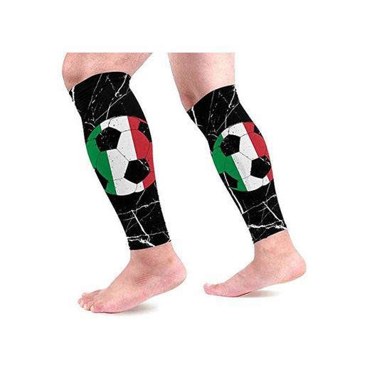 Mangas de compresión de pantorrilla de fútbol de fútbol de bandera italiana para hombres y mujeres Mangas de pierna de compresión larga para correr médico 1 par