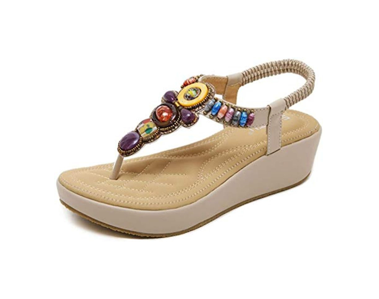 Product 2020 Sandalias Mujer Chanclas Tacon de Cuña Plataforma del Verano Cómodos Zapatos Bohemias Las Sandalias Planas