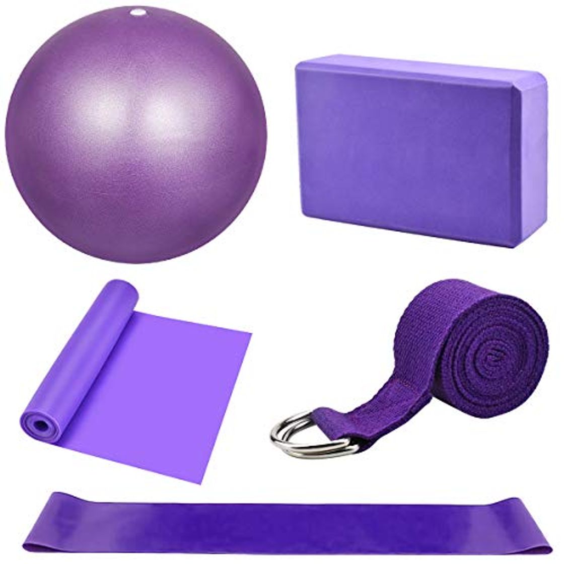 Fitness Dokpav Kit de Accesorios para Pilates Set de 5 Bandas Elásticas Fitness,Goma